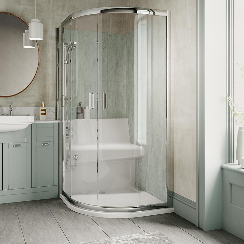Mantaleda Living Showers Offset Quadrant Shower Enclosure & Complete Shower Set (1 size, 2 styles, White) - Brand New Bathrooms