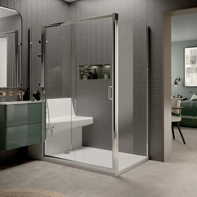 Mantaleda Living Showers Recessed Sliding Door Shower Cubicle & Complete Shower Set (1 size, 2 styles, White) - Brand New Bathrooms