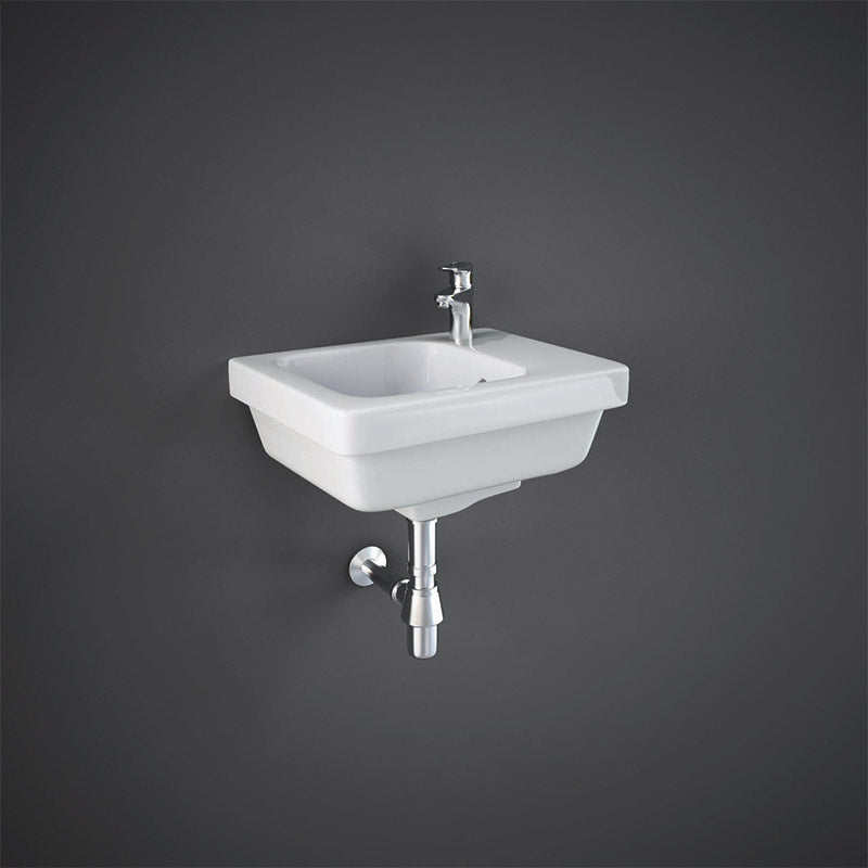 RAK Ceramics Resort Cloakroom Basin with 1 Tap Hole on Right Hand (2 sizes, Alpine White) - Brand New Bathrooms