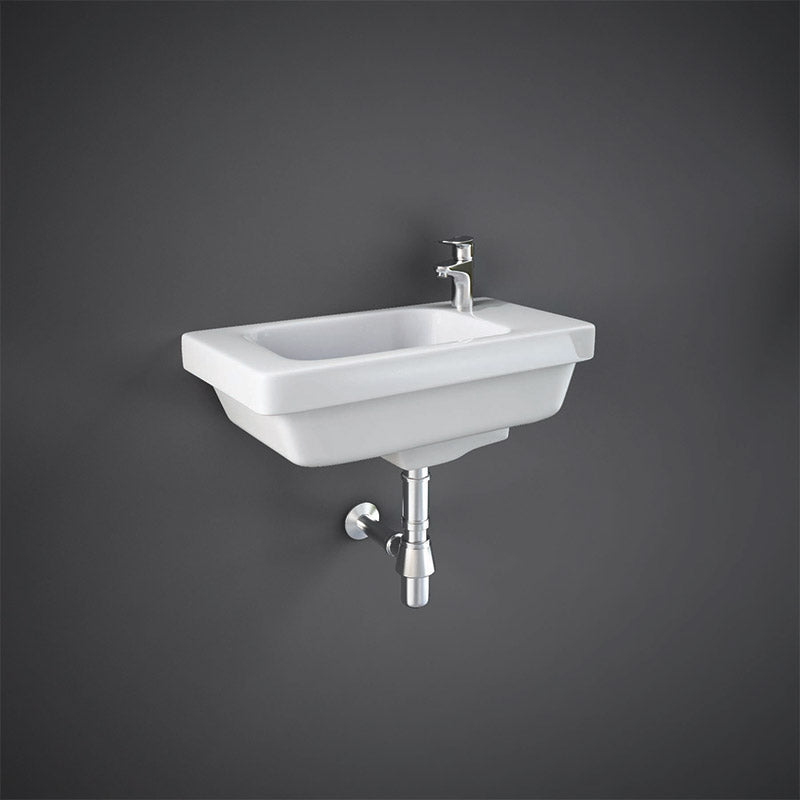 RAK Ceramics Resort Cloakroom Basin with 1 Tap Hole on Right Hand (2 sizes, Alpine White) - Brand New Bathrooms