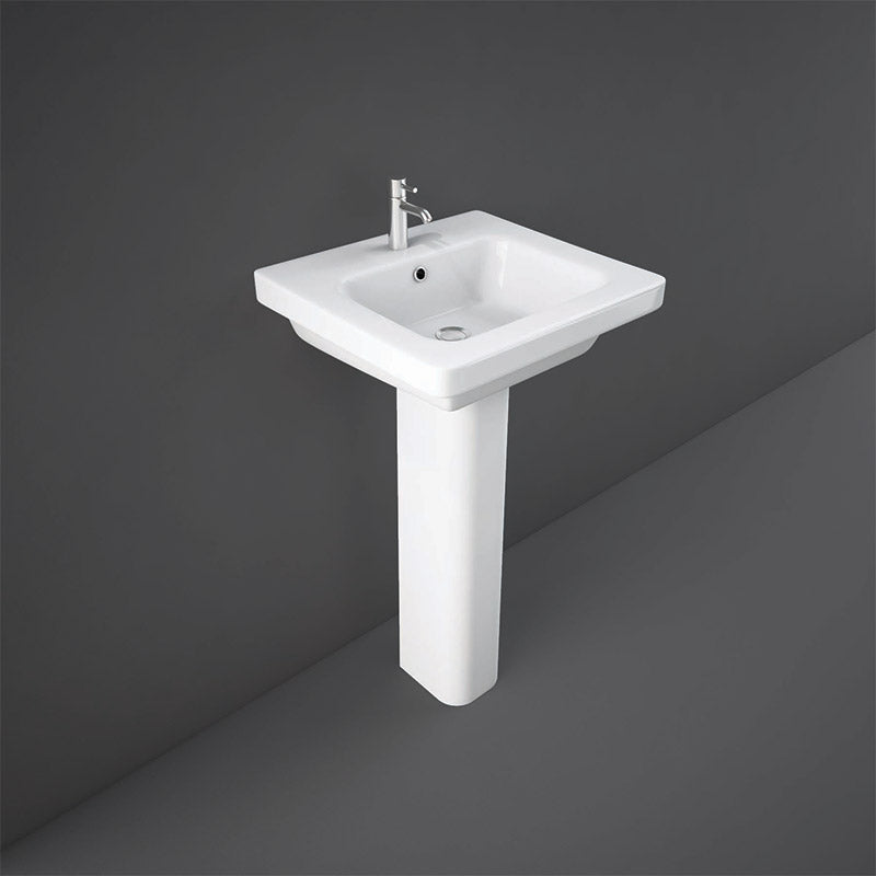 RAK Ceramics Resort Pedestal Basin with 1 Tap Hole (3 sizes, Alpine White) BASIN ONLY - Brand New Bathrooms