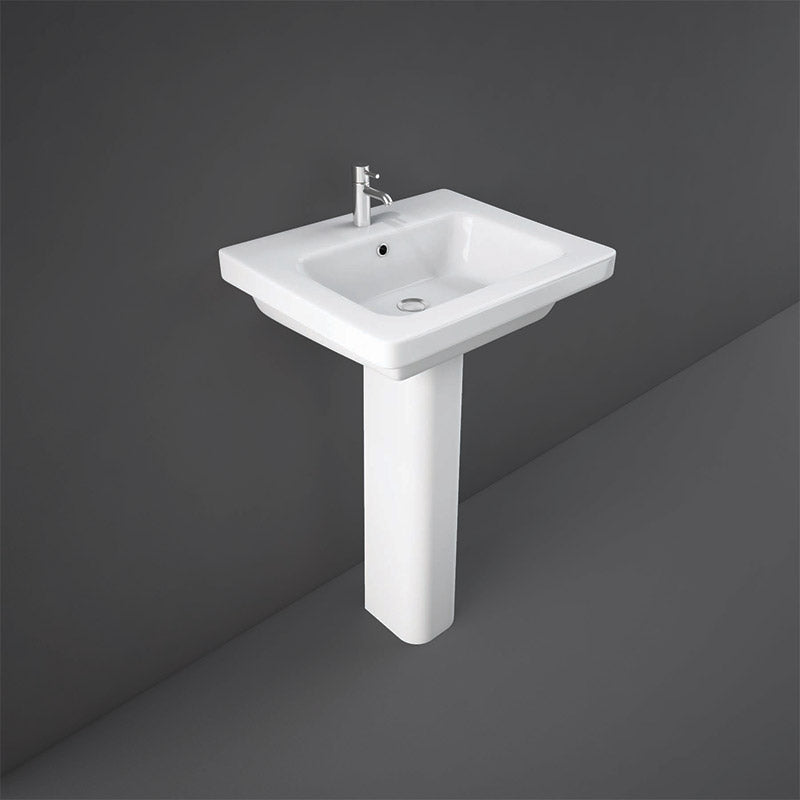 RAK Ceramics Resort Pedestal Basin with 1 Tap Hole (3 sizes, Alpine White) BASIN ONLY - Brand New Bathrooms
