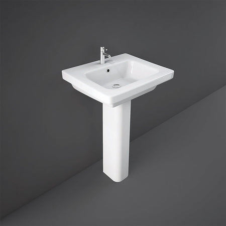 RAK Ceramics Resort Pedestal Basin with 1 Tap Hole (3 sizes, Alpine White) BASIN ONLY - Brand New Bathrooms