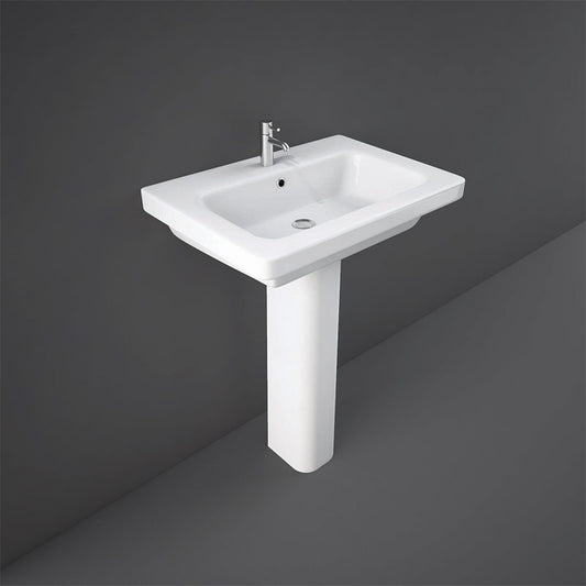 RAK Ceramics Resort Pedestal Basin with 1 Tap Hole (3 sizes, Alpine White) BASIN ONLY - Brand New Bathrooms