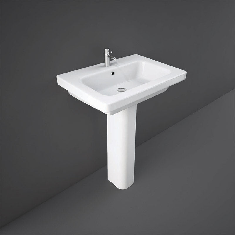 RAK Ceramics Resort Pedestal Basin with 1 Tap Hole (3 sizes, Alpine White) BASIN ONLY - Brand New Bathrooms
