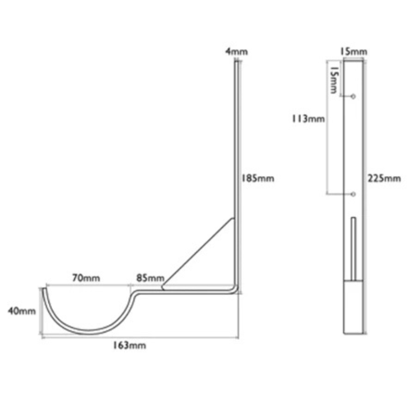 Carron Long Wall Stay (1 size, Black) - Brand New Bathrooms