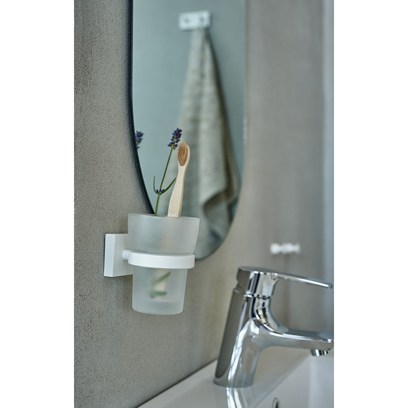 Smedbo House Holder With Tumbler White/Glass (1 Variant) - Brand New Bathroom 