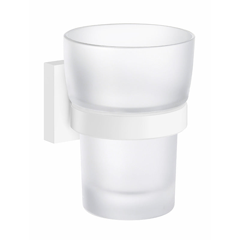 Smedbo House Holder With Tumbler White/Glass (1 Variant) - Brand New Bathroom 
