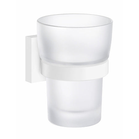 Smedbo House Holder With Tumbler White/Glass (1 Variant) - Brand New Bathroom 