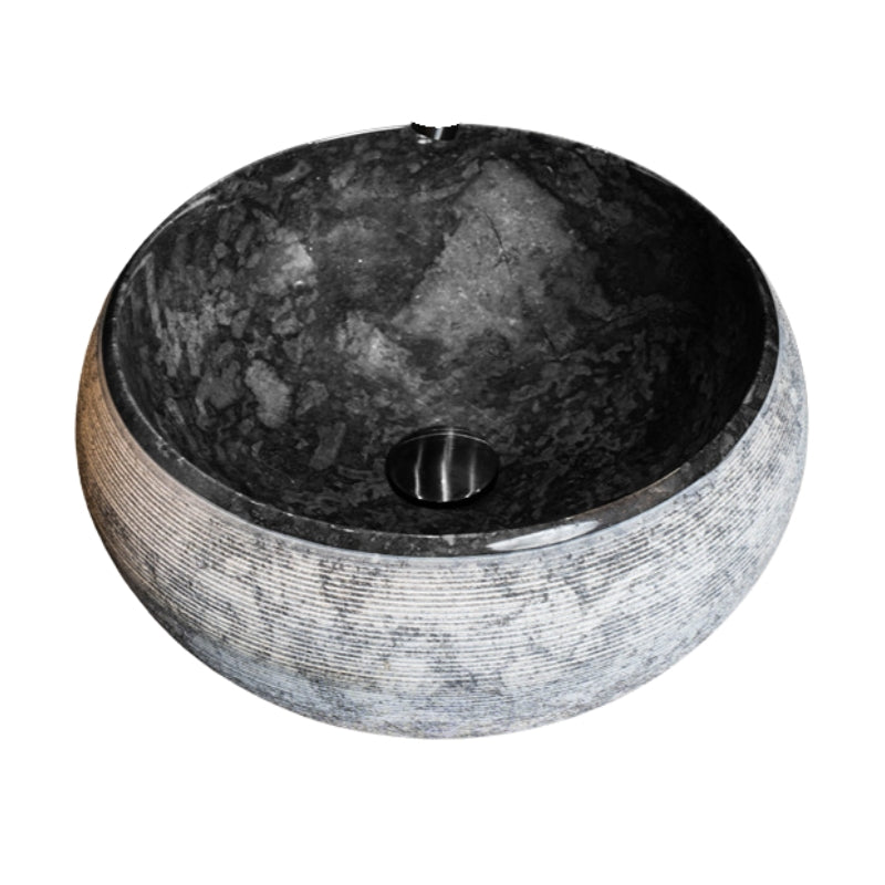 Loutro Lavabo Rocky-B Round Stone Marble Basin (1 size, Anthracite) - Brand New Bathrooms