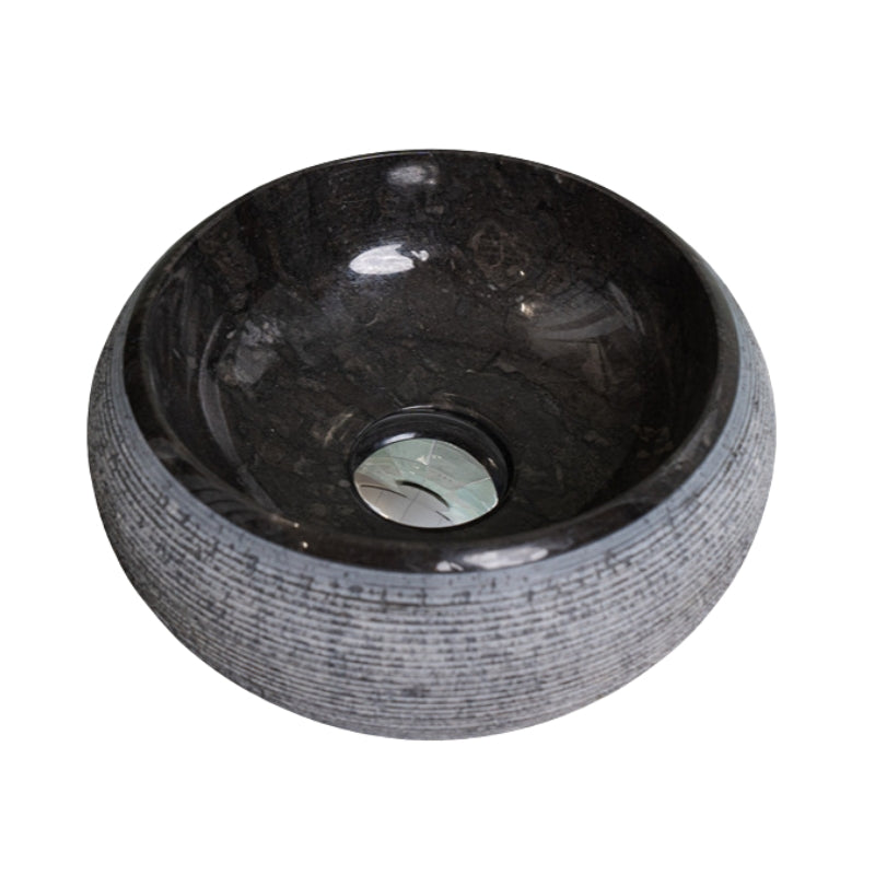Loutro Lavabo Rocky Mini-B Round Stone Marble Basin (1 size, Anthracite) - Brand New Bathrooms