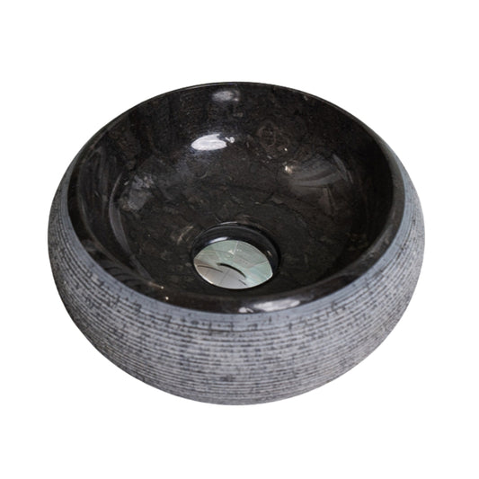 Loutro Lavabo Rocky Mini-B Round Stone Marble Basin (1 size, Anthracite) - Brand New Bathrooms