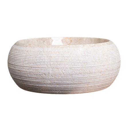 Loutro Lavabo Rocky Mini-S Round Stone Marble Basin (1 size, Beige) - Brand New Bathrooms