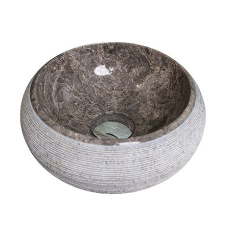 Loutro Lavabo Rocky-T Round Stone Marble Basin (1 size, Taupe) - Brand New Bathrooms