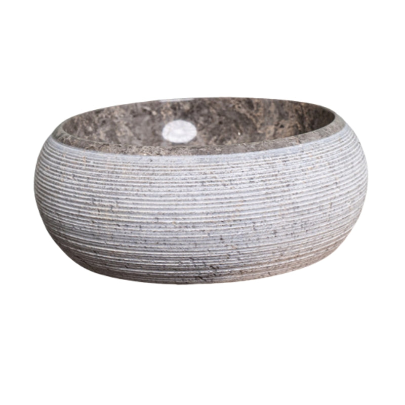 Loutro Lavabo Rocky-T Round Stone Marble Basin (1 size, Taupe) - Brand New Bathrooms