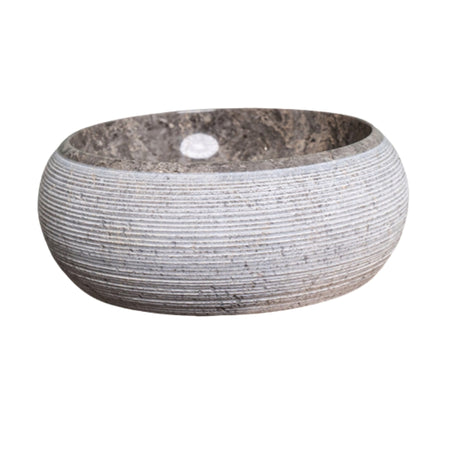 Loutro Lavabo Rocky-T Round Stone Marble Basin (1 size, Taupe) - Brand New Bathrooms