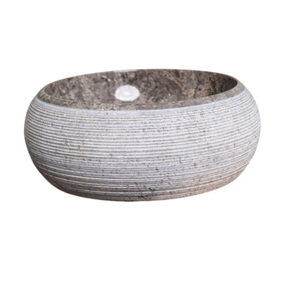 Loutro Lavabo Rocky Mini-T Round Stone Marble Basin (1 size, Taupe) - Brand New Bathrooms