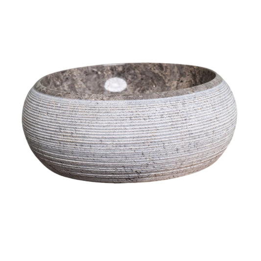 Loutro Lavabo Rocky Mini-T Round Stone Marble Basin (1 size, Taupe) - Brand New Bathrooms