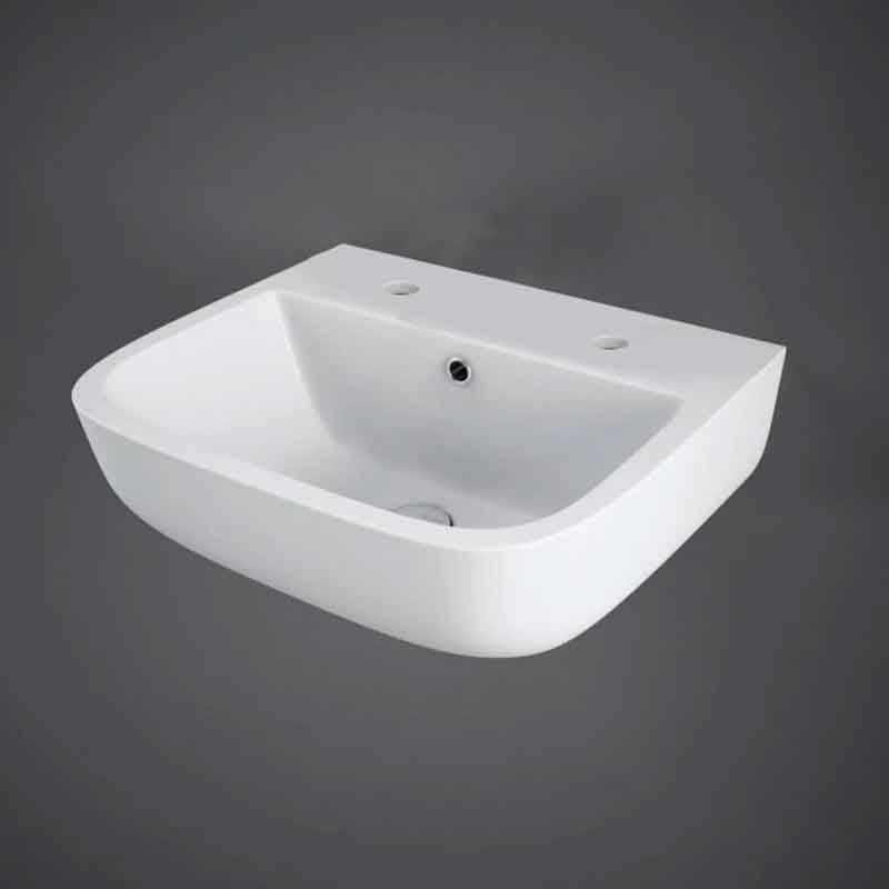 RAK Ceramics Series 600 400mm Wall Hung Basin with 1 or 2 Tap Holes (1 size, 2 styles, Alpine White) - Brand New Bathrooms