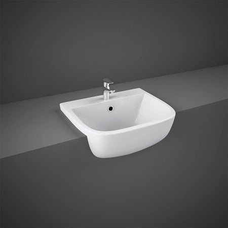 RAK Ceramics Series 600 Semi Recessed Basin (2 sizes, 2 styles, Alpine White) - Brand New Bathrooms