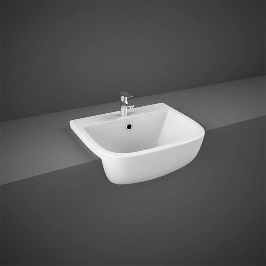 RAK Ceramics Series 600 Semi Recessed Basin (2 sizes, 2 styles, Alpine White) - Brand New Bathrooms