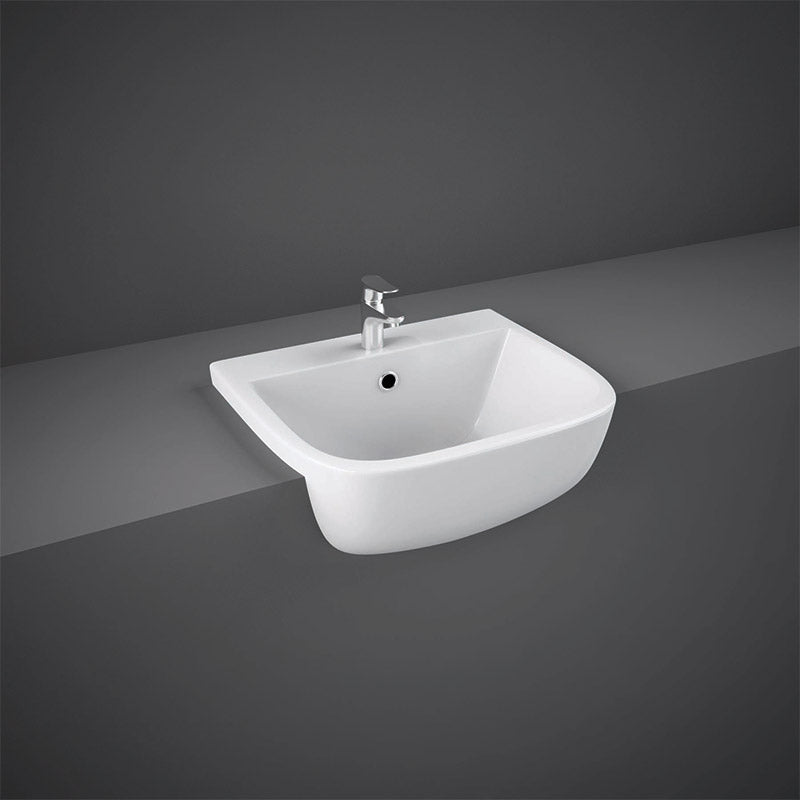 RAK Ceramics Series 600 Semi Recessed Basin (2 sizes, 2 styles, Alpine White) - Brand New Bathrooms