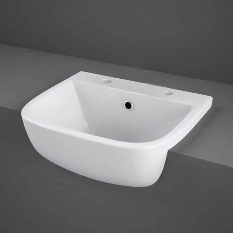 RAK Ceramics Series 600 Semi Recessed Basin (2 sizes, 2 styles, Alpine White) - Brand New Bathrooms