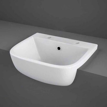 RAK Ceramics Series 600 Semi Recessed Basin (2 sizes, 2 styles, Alpine White) - Brand New Bathrooms