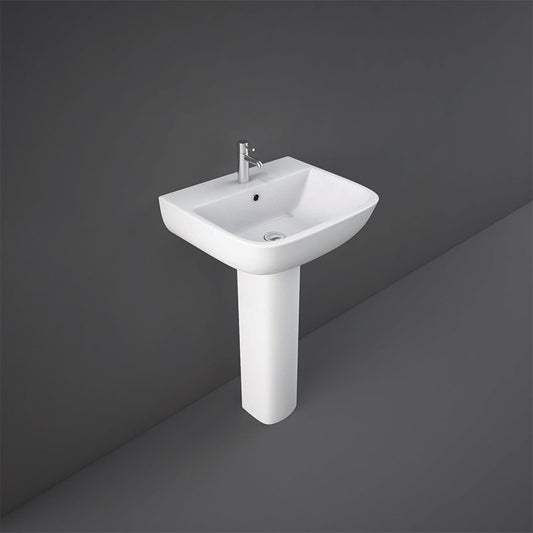 RAK Ceramics Series 600 Pedestal Basin (1 size, 2 styles, Alpine White) BASIN ONLY - Brand New Bathrooms