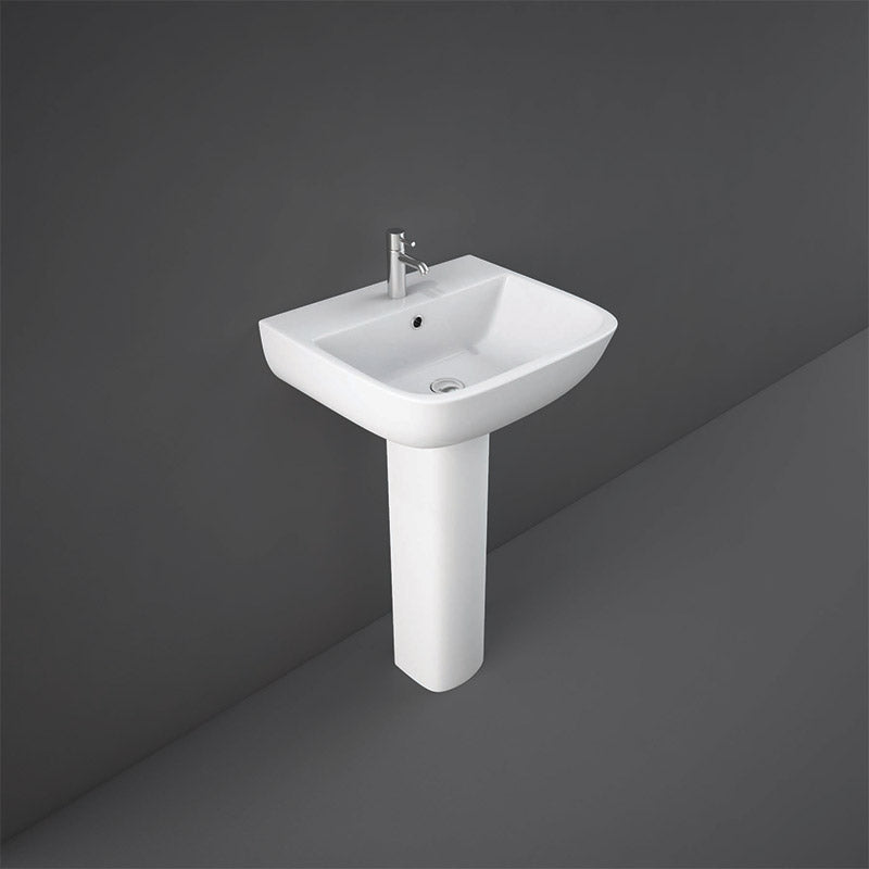RAK Ceramics Series 600 Pedestal Basin (1 size, 2 styles, Alpine White) BASIN ONLY - Brand New Bathrooms