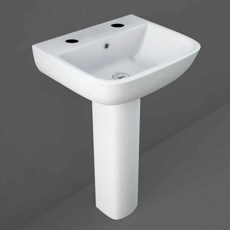 RAK Ceramics Series 600 Pedestal Basin (1 size, 2 styles, Alpine White) BASIN ONLY - Brand New Bathrooms