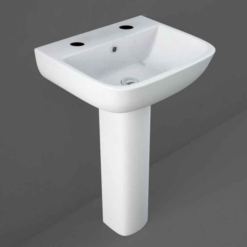 RAK Ceramics Series 600 Pedestal Basin (1 size, 2 styles, Alpine White) BASIN ONLY - Brand New Bathrooms