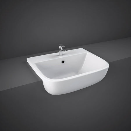 RAK Ceramics Series 600 Semi Recessed Basin (2 sizes, 2 styles, Alpine White) - Brand New Bathrooms