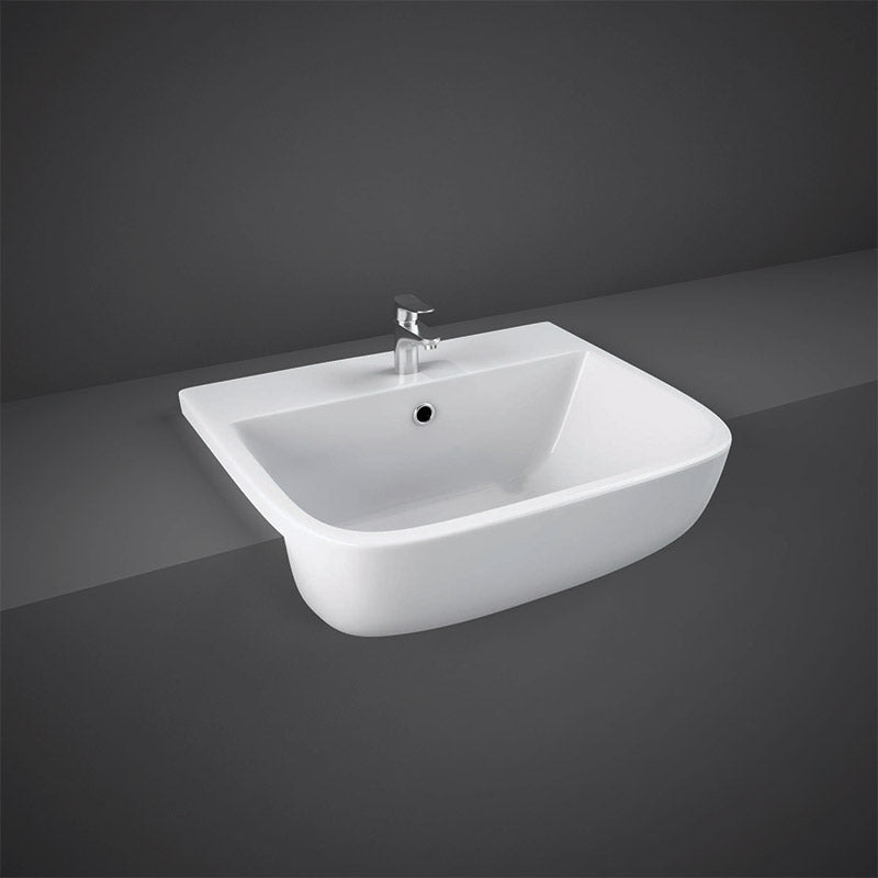 RAK Ceramics Series 600 Semi Recessed Basin (2 sizes, 2 styles, Alpine White) - Brand New Bathrooms