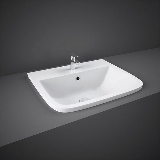 RAK Ceramics Series 500mm Countertop Basin with 1 or 2 Tap Holes (1 size, 2 styles, Alpine White) - Brand New Bathrooms