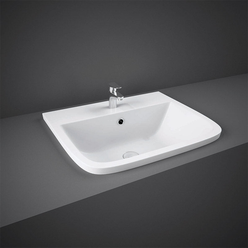 RAK Ceramics Series 500mm Countertop Basin with 1 or 2 Tap Holes (1 size, 2 styles, Alpine White) - Brand New Bathrooms