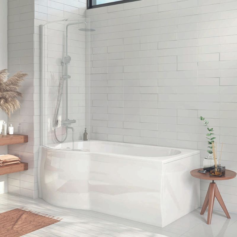 Scudo P-Shaped Bath Screen - Brand New Bathrooms