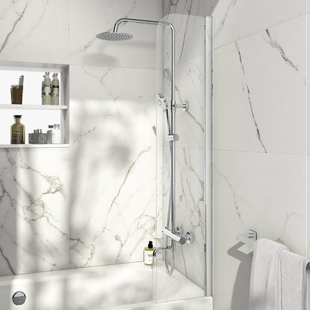 Scudo S6 Fixed Radius Edge 6mm Glass Bath Screen (1 size) - Brand New Bathrooms