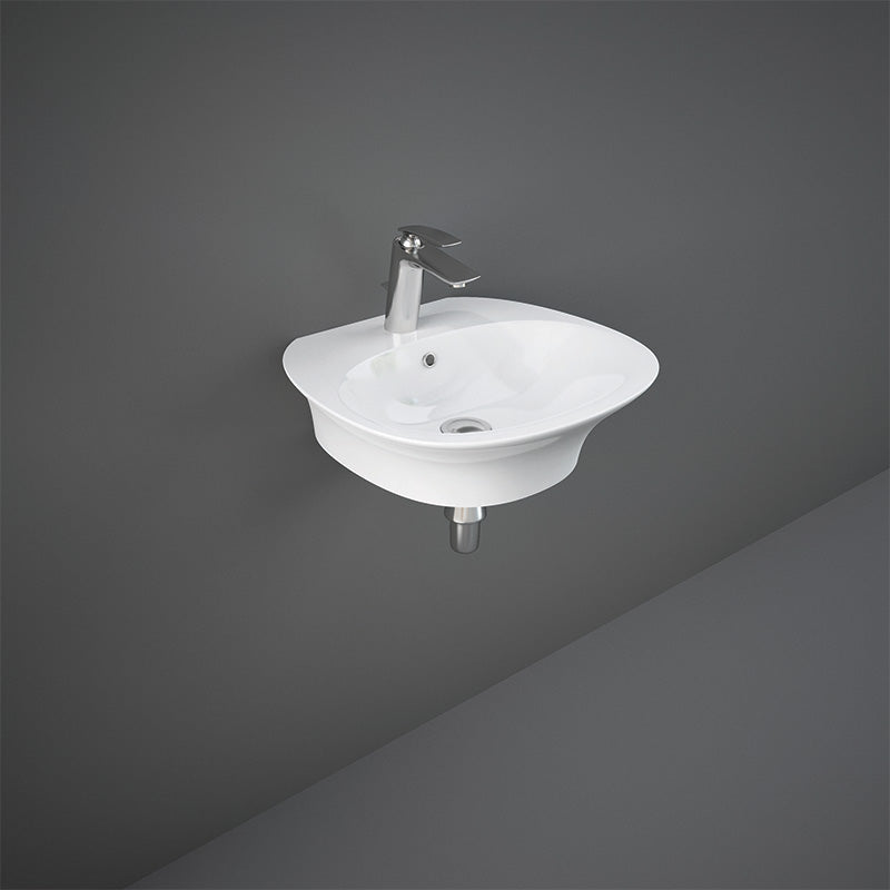RAK Ceramics Sensation Wall Hung Basin with 1 tap hole (4 sizes, White) - Brand New Bathrooms