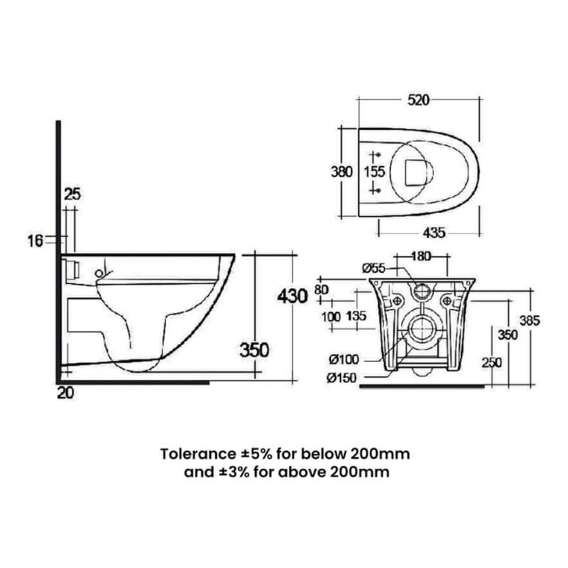 RAK Ceramics Sensation Wall Hung WC Pan (1 size, White) - Brand New Bathrooms