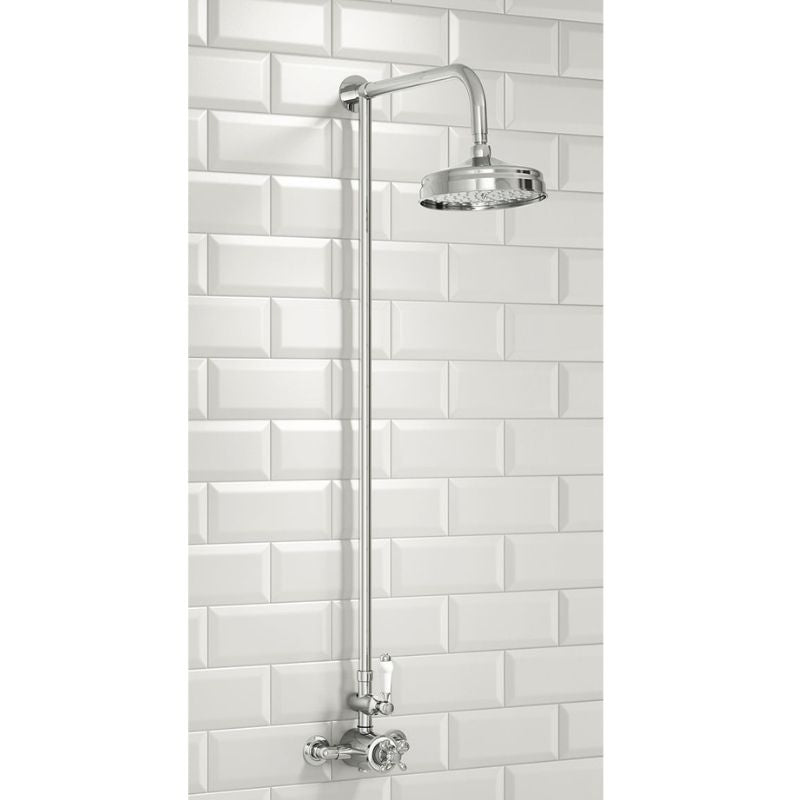 Scudo Traditional Rigid Riser Shower with Fixed Head and Handset - Brand New Bathrooms