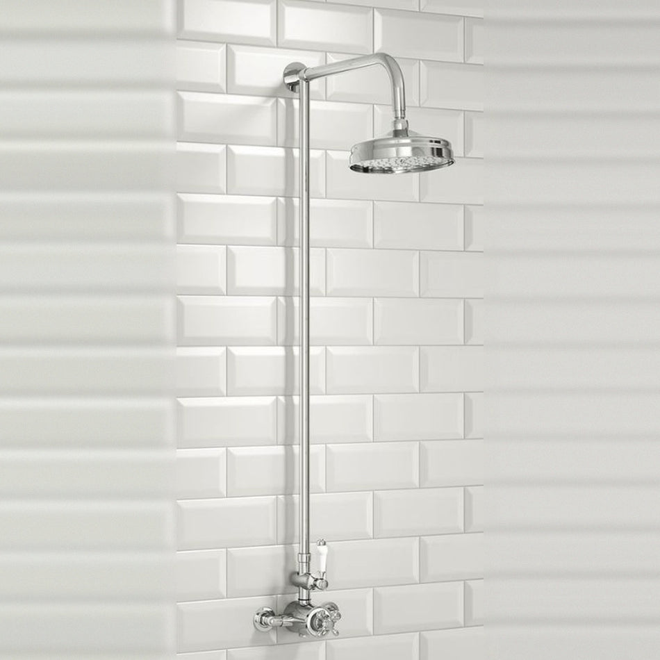 Scudo Traditional Rigid Riser Shower with Fixed Head & Optional Handset (Chrome)