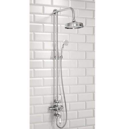Scudo Traditional Rigid Riser Shower with Fixed Head and Handset - Brand New Bathrooms