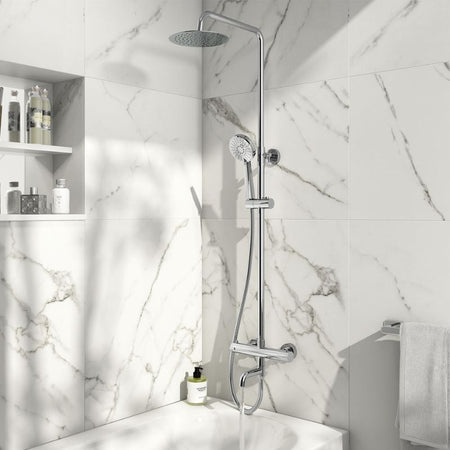 Scudo Solar Round Rigid Riser Shower With Bath Filler - Brand New Bathrooms