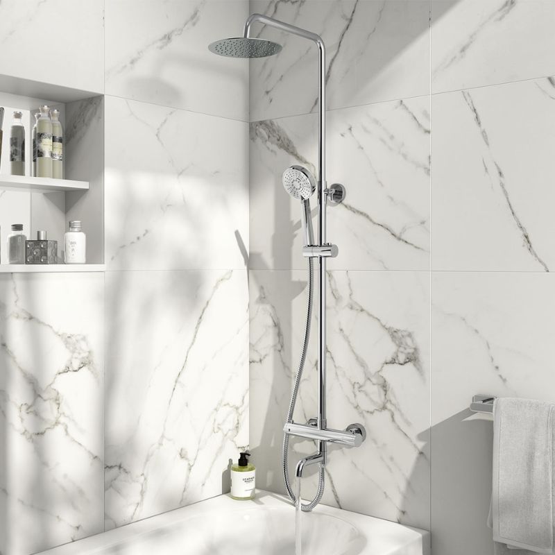 Scudo Solar Round Rigid Riser Shower With Bath Filler - Brand New Bathrooms