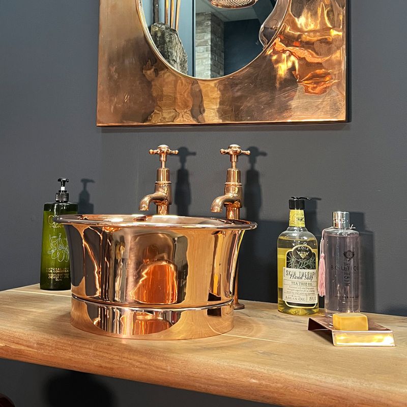 Hurlingham Copper Tub Basin with Roll Top (1 size, Full Copper) - Brand New Bathrooms