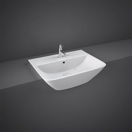 RAK Ceramics Summit 500mm Semi Recessed Basin 1 Tap Hole (1 size, White) - Brand New Bathrooms