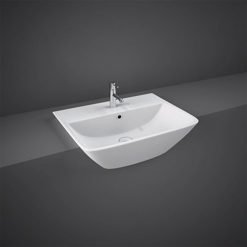 RAK Ceramics Summit 500mm Semi Recessed Basin 1 Tap Hole (1 size, White) - Brand New Bathrooms