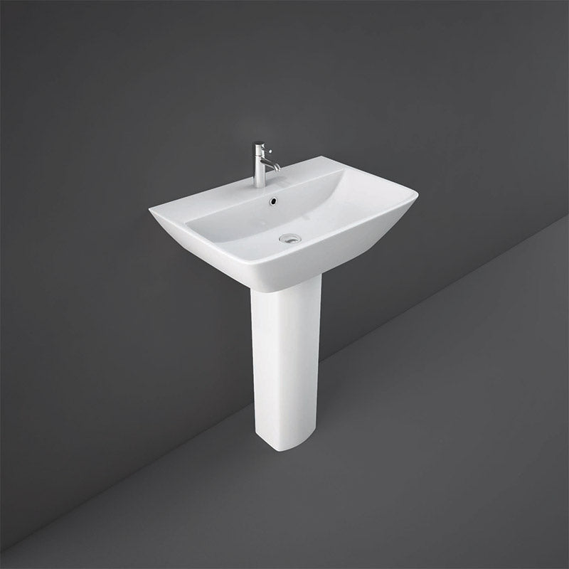 RAK Ceramics Summit Pedestal Basin with 1 Tap Hole (2 sizes, White) - Brand New Bathrooms