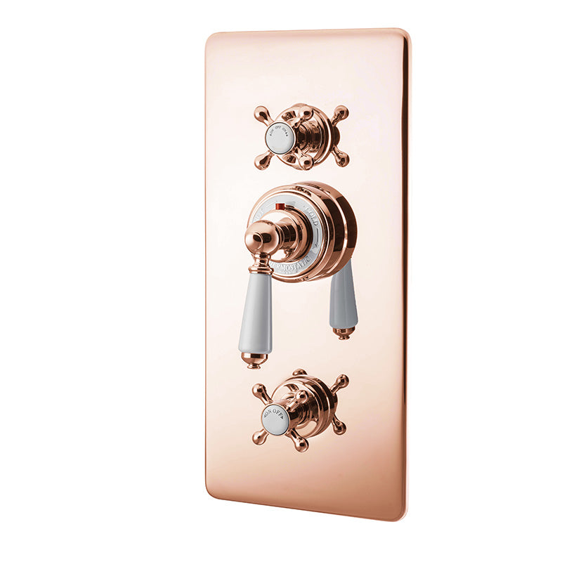 Hurlingham Concealed Thermostatic Valve with Integral Flow Valves - 3 Outlets (1 size, 3 colours) - Brand New Bathrooms